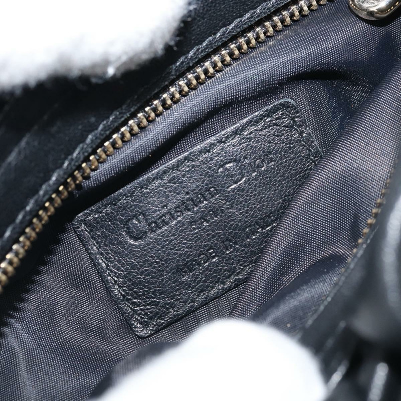 【日本直送】Christian Dior Canage 鏈條肩背包，黑色皮革，金色，正品，貨號 168318SAV-17