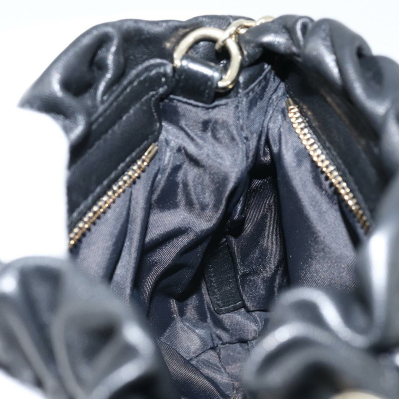 【日本直送】Christian Dior Canage 鏈條肩背包，黑色皮革，金色，正品，貨號 168318SAV-18