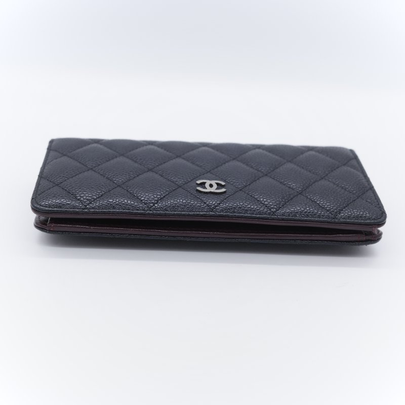 Chanel 香奈兒 經典 黑色菱格紋 顆粒小牛皮 銀扣 長夾-3