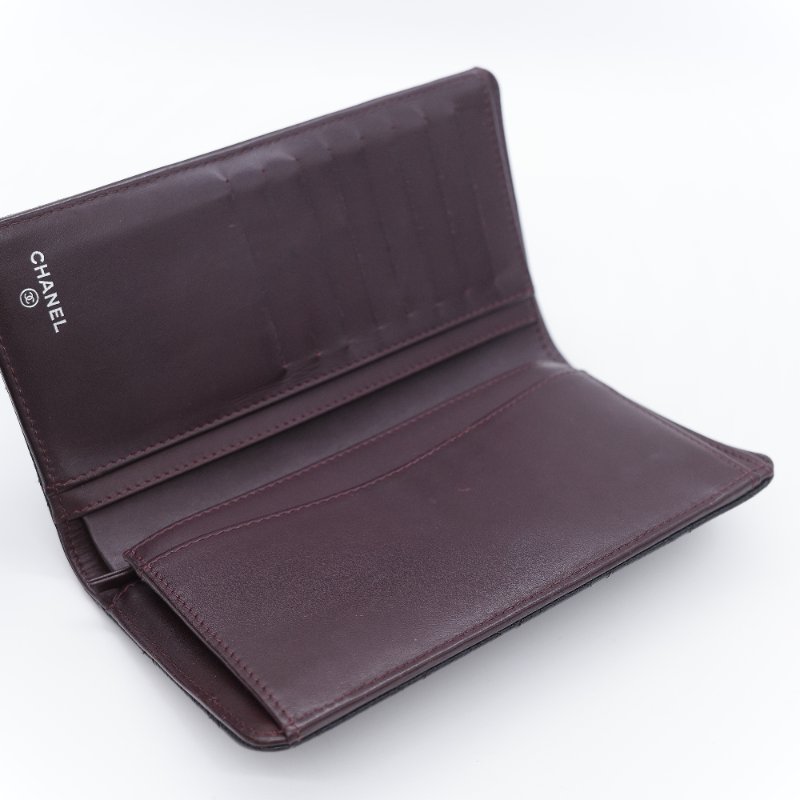 Chanel 香奈兒 經典 黑色菱格紋 顆粒小牛皮 銀扣 長夾-7