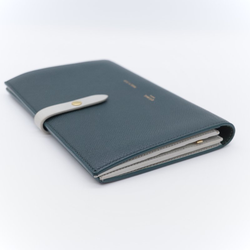 Celine 思琳 Strap 大號 綠色粒面小牛皮 扣帶長夾-3