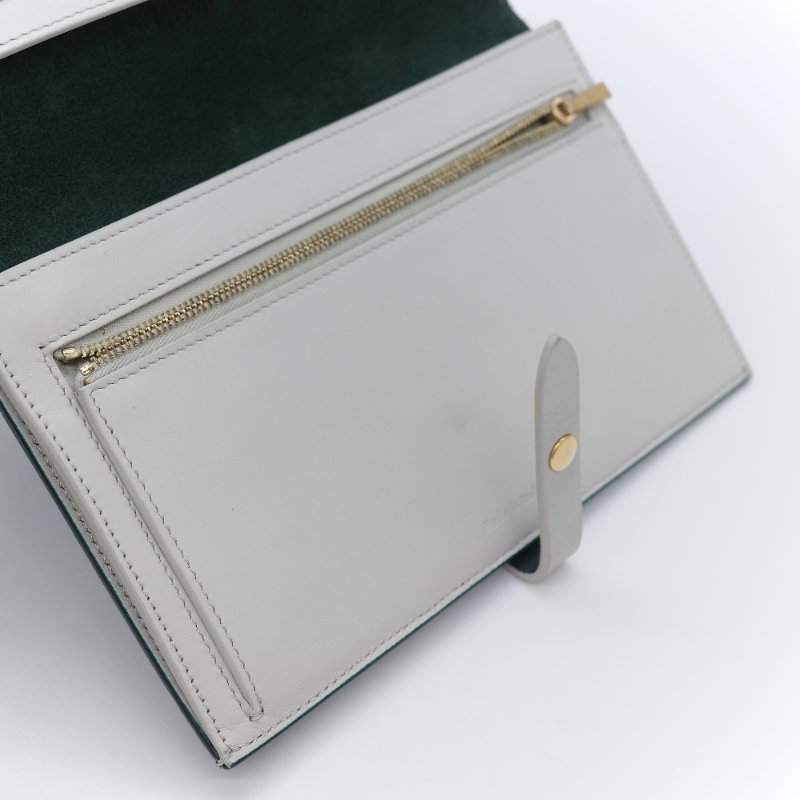 Celine 思琳 Strap 大號 綠色粒面小牛皮 扣帶長夾-11