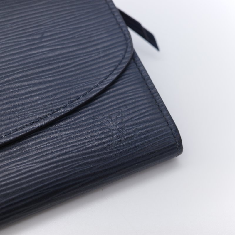 Louis Vuitton 路易威登 Emilie 靛藍色 Epi 水波紋 牛皮 長夾 錢包-12