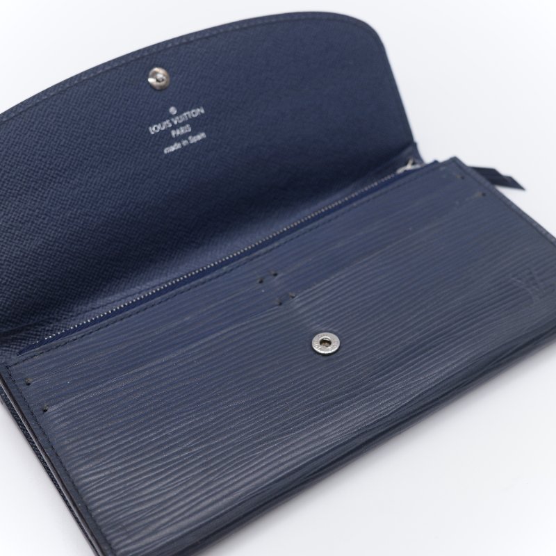 Louis Vuitton 路易威登 Emilie 靛藍色 Epi 水波紋 牛皮 長夾 錢包-13