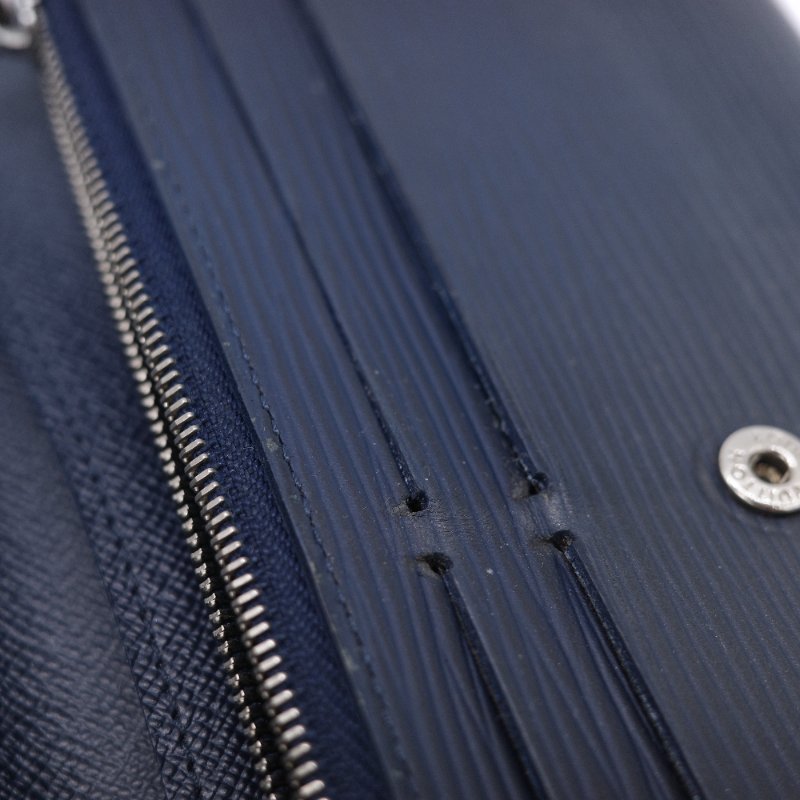 Louis Vuitton 路易威登 Emilie 靛藍色 Epi 水波紋 牛皮 長夾 錢包-18