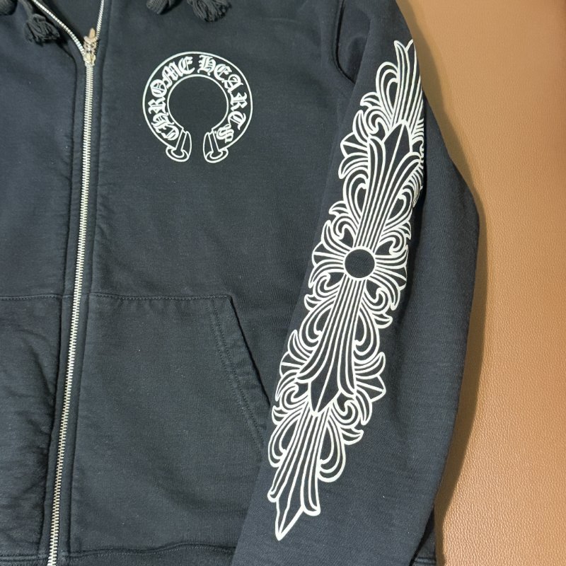 Chrome Hearts 克羅心 Hoodie Horseshoe Logo Scroll Cross Sleeve 黑色 帽T M 正品-8