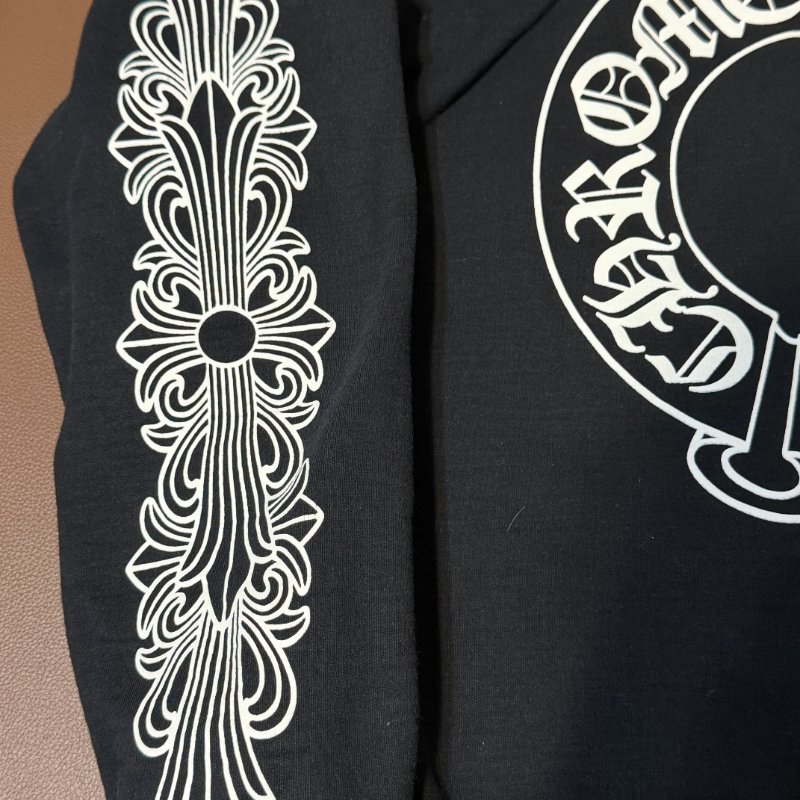 Chrome Hearts 克羅心 Hoodie Horseshoe Logo Scroll Cross Sleeve 黑色 帽T M 正品-13