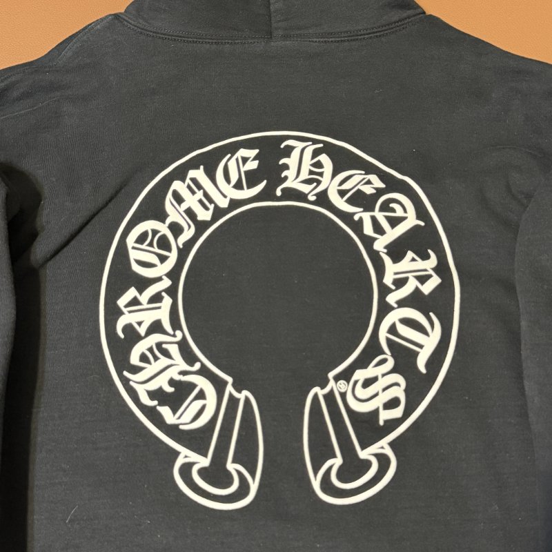 Chrome Hearts 克羅心 Hoodie Horseshoe Logo Scroll Cross Sleeve 黑色 帽T M 正品-16