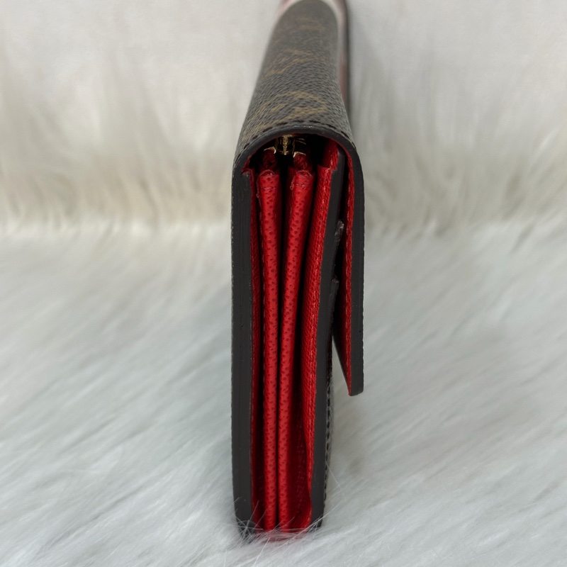 LV M60034 SARAH 原花字紋老花 門僮 信用卡拉鍊零錢長夾皮夾發財夾錢包-1