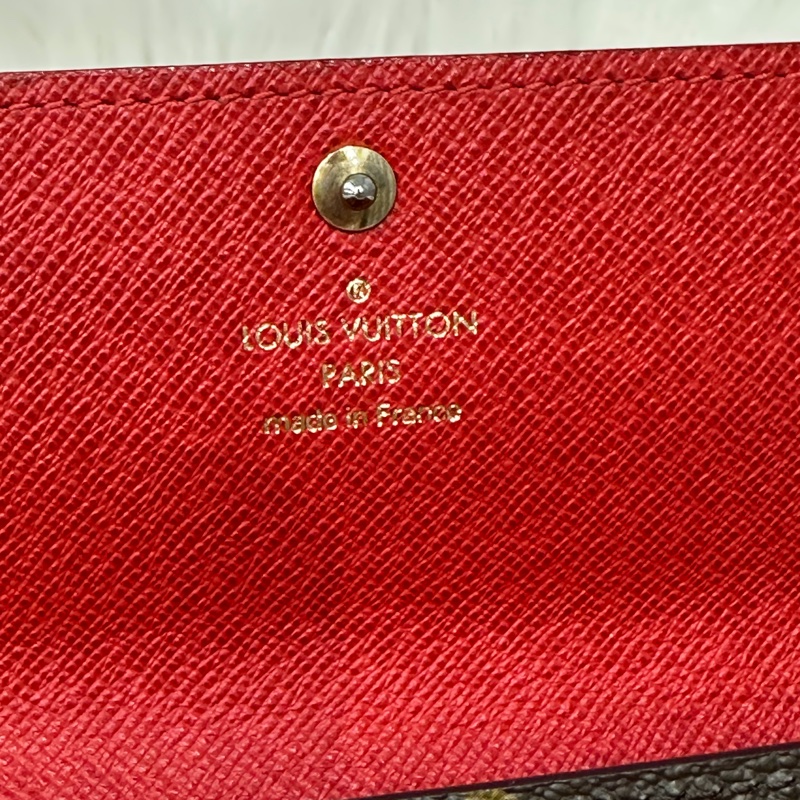 LV M60034 SARAH 原花字紋老花 門僮 信用卡拉鍊零錢長夾皮夾發財夾錢包-7