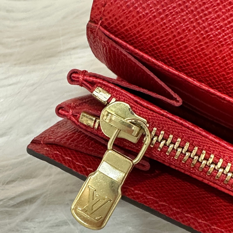 LV M60034 SARAH 原花字紋老花 門僮 信用卡拉鍊零錢長夾皮夾發財夾錢包-12