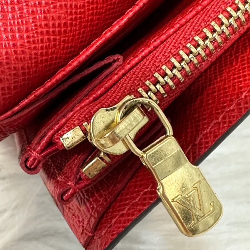 LV M60034 SARAH 原花字紋老花 門僮 信用卡拉鍊零錢長夾皮夾發財夾錢包-13