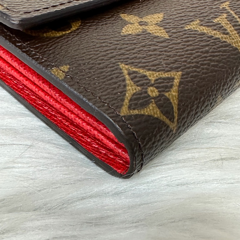 LV M60034 SARAH 原花字紋老花 門僮 信用卡拉鍊零錢長夾皮夾發財夾錢包-17