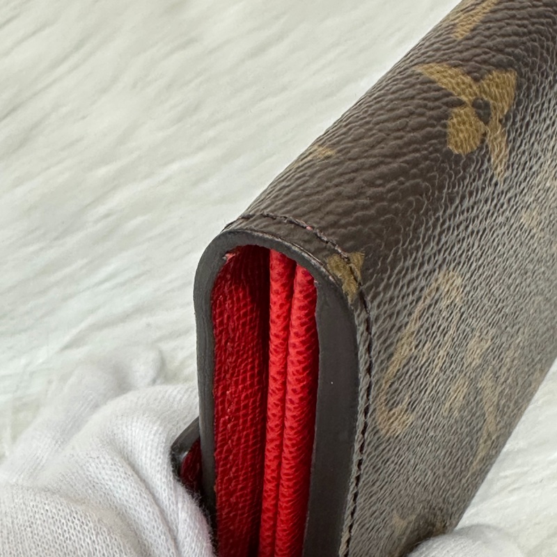 LV M60034 SARAH 原花字紋老花 門僮 信用卡拉鍊零錢長夾皮夾發財夾錢包-19