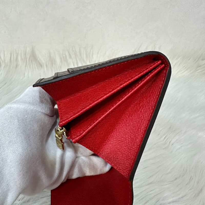 LV M60034 SARAH 原花字紋老花 門僮 信用卡拉鍊零錢長夾皮夾發財夾錢包-26