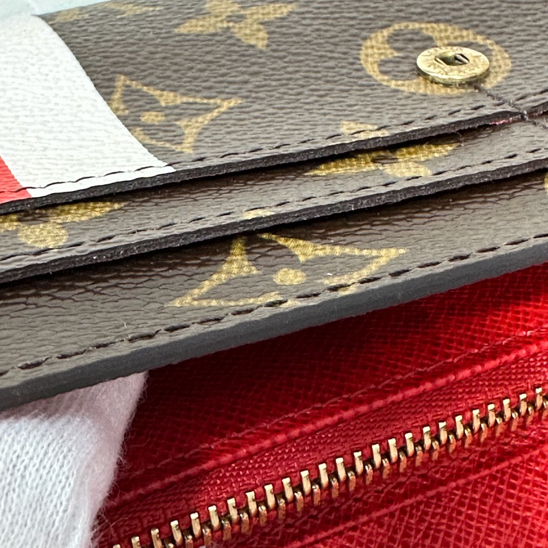 LV M60034 SARAH 原花字紋老花 門僮 信用卡拉鍊零錢長夾皮夾發財夾錢包-27