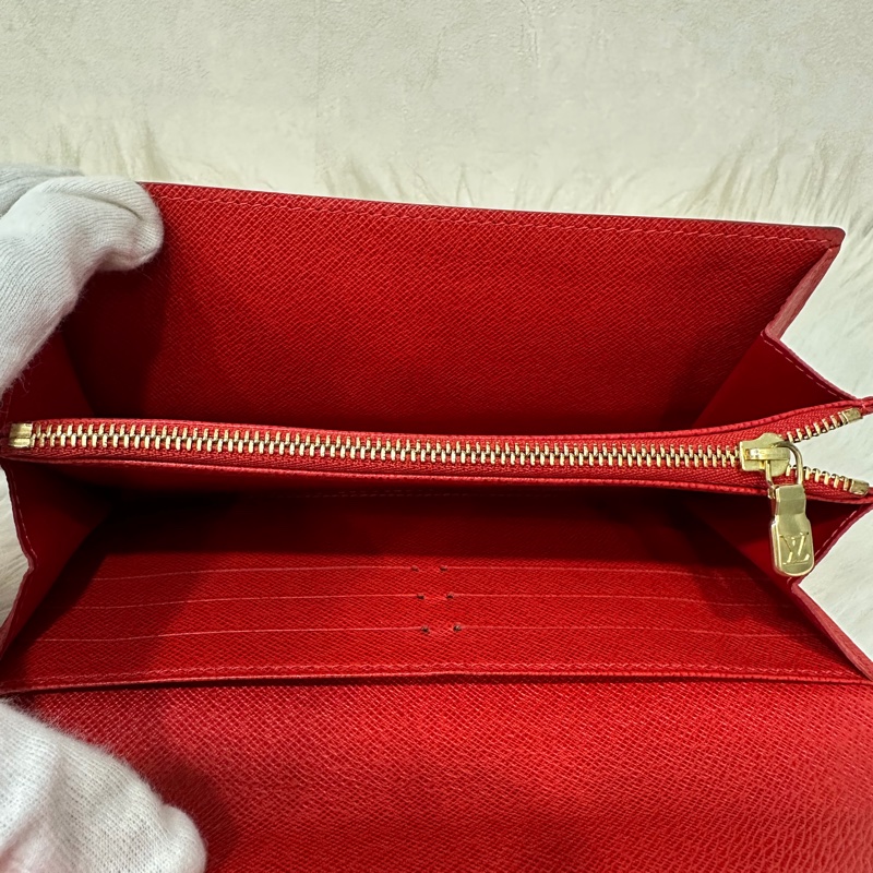 LV M60034 SARAH 原花字紋老花 門僮 信用卡拉鍊零錢長夾皮夾發財夾錢包-29