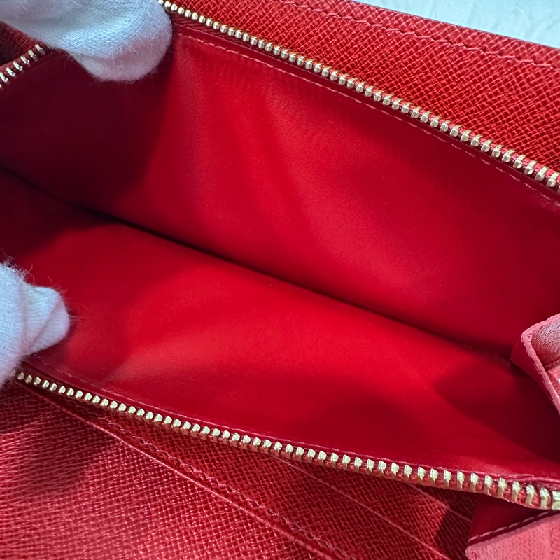 LV M60034 SARAH 原花字紋老花 門僮 信用卡拉鍊零錢長夾皮夾發財夾錢包-35