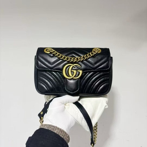 Gucci古馳marmont22黑金小號馬蒙