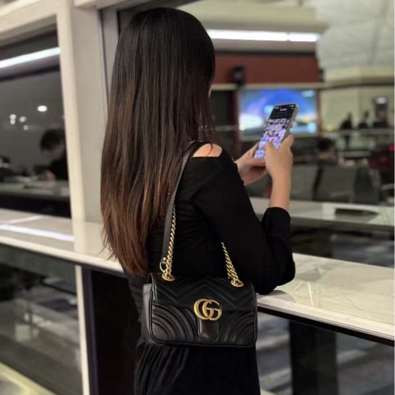 Gucci古馳marmont22黑金小號馬蒙-5