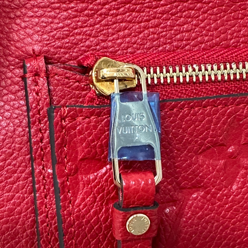 LV M60735 紅色荔枝皮 壓紋 金釦 三折 中夾短夾皮夾零錢包-18