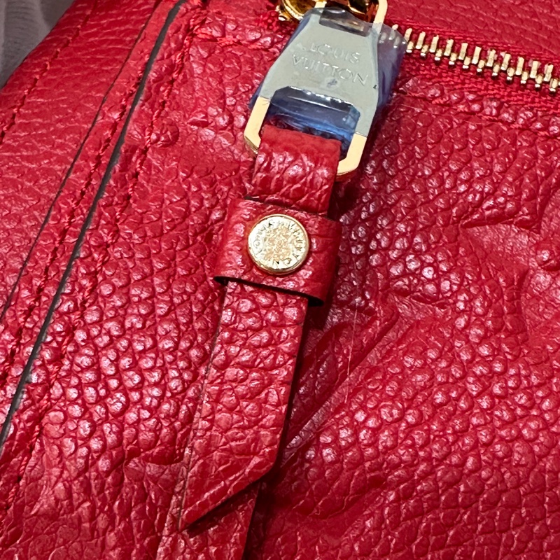 LV M60735 紅色荔枝皮 壓紋 金釦 三折 中夾短夾皮夾零錢包-20