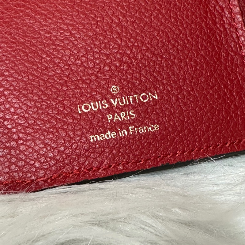 LV M60735 紅色荔枝皮 壓紋 金釦 三折 中夾短夾皮夾零錢包-21