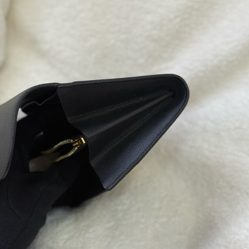 Hermes 玫瑰金釦 Epsom皮 Constance 二折短夾 黑色-9