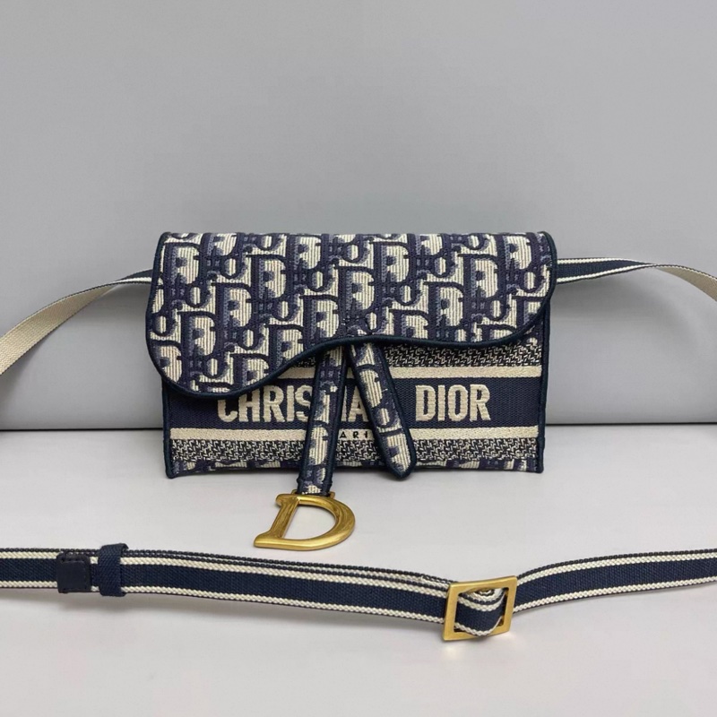 Dior迪奧 saddle老花刺繡腰包胸包斜挎包-0