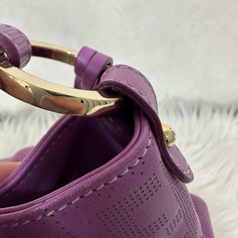 fendi 紫皮老花洞洞抓皺包-20