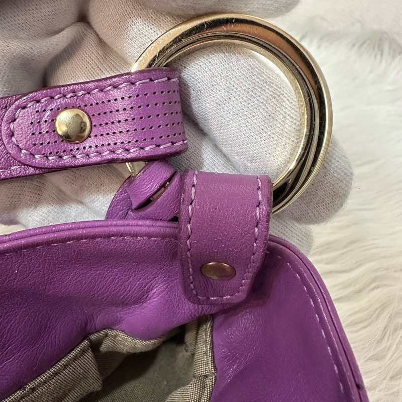 fendi 紫皮老花洞洞抓皺包-37