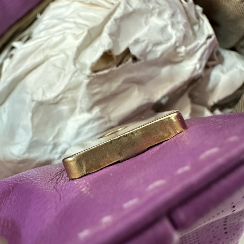 fendi 紫皮老花洞洞抓皺包-49