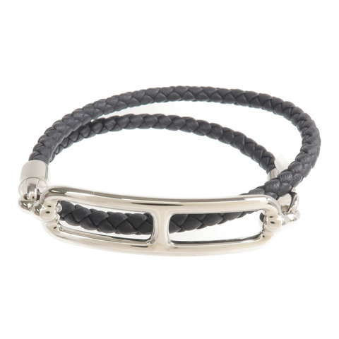 HERMES Swift皮革Roulis Double Bracelet銀扣手鏈