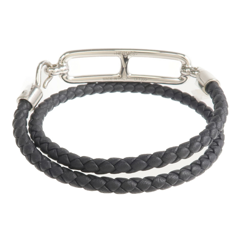 HERMES Swift皮革Roulis Double Bracelet銀扣手鏈-2