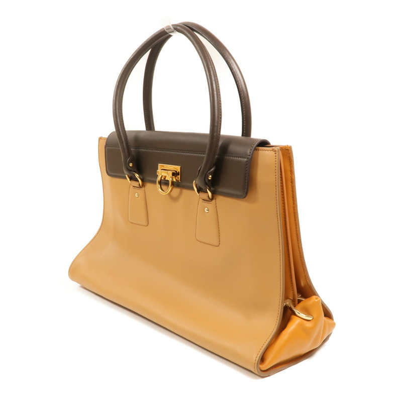 Salvatore Ferragamo 牛皮皮革Gancini Bag金扣手挽袋-2