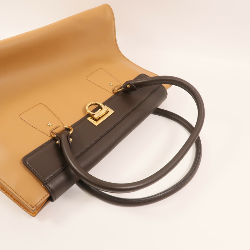 Salvatore Ferragamo 牛皮皮革Gancini Bag金扣手挽袋-7