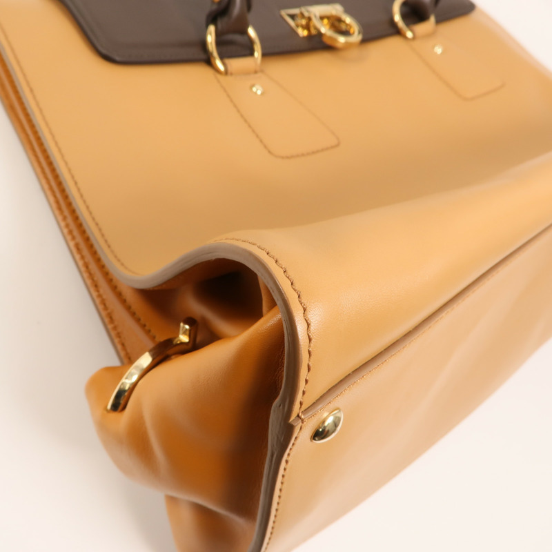 Salvatore Ferragamo 牛皮皮革Gancini Bag金扣手挽袋-10