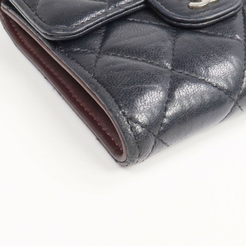 CHANEL 羊皮皮革Fold Wallet銀扣錢包-7
