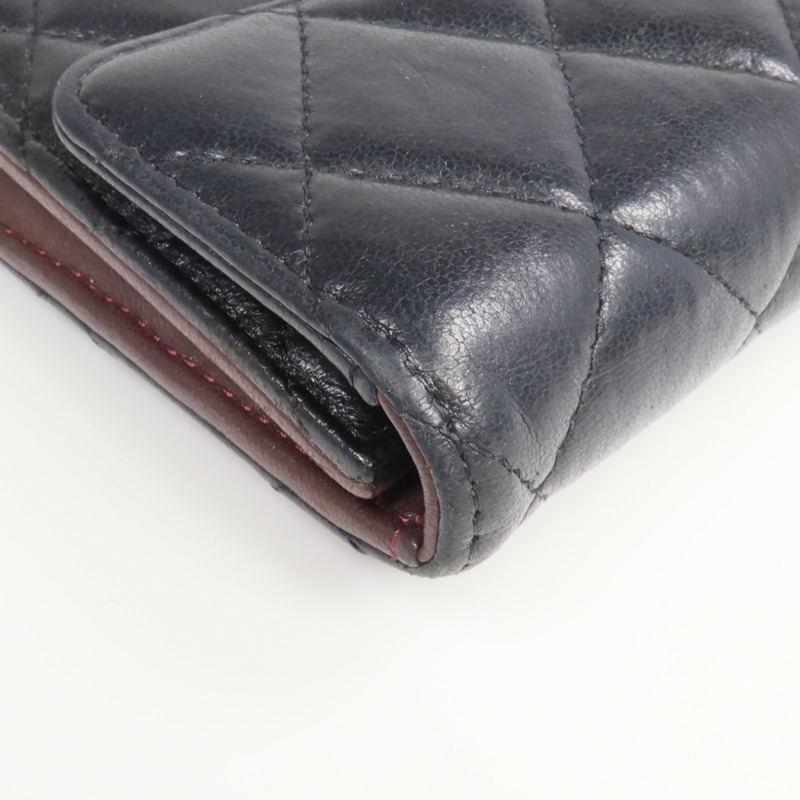 CHANEL 羊皮皮革Fold Wallet銀扣錢包-8