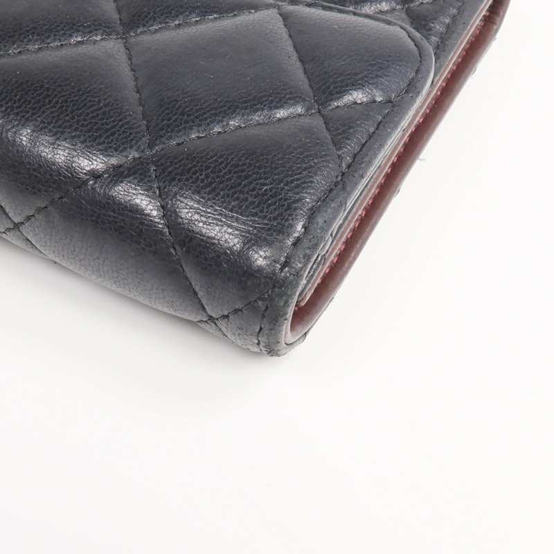 CHANEL 羊皮皮革Fold Wallet銀扣錢包-9