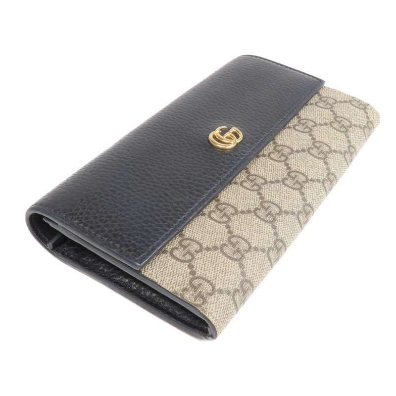 GUCCI 塗層帆布/皮革Long Wallet金扣長錢包-3