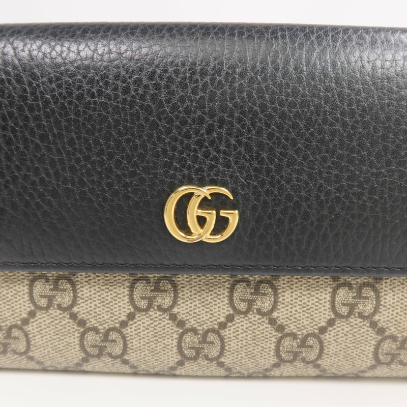 GUCCI 塗層帆布/皮革Long Wallet金扣長錢包-6