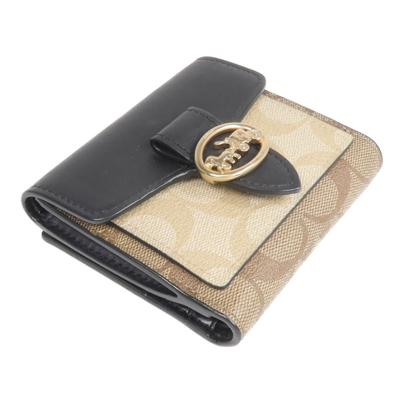 COACH 塗層帆布Georgie Small Wallet金扣錢包-3