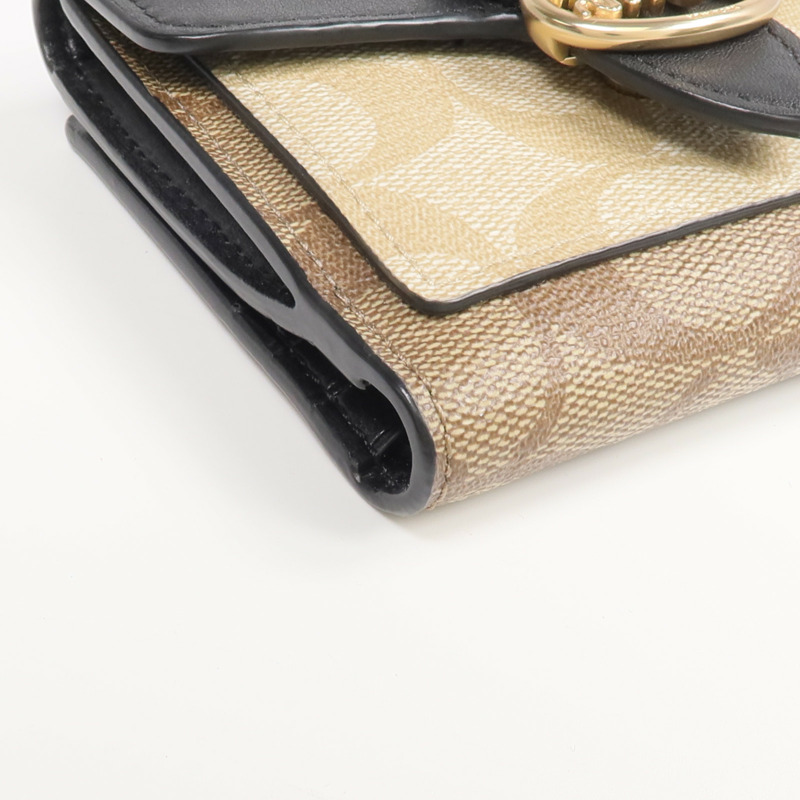 COACH 塗層帆布Georgie Small Wallet金扣錢包-7