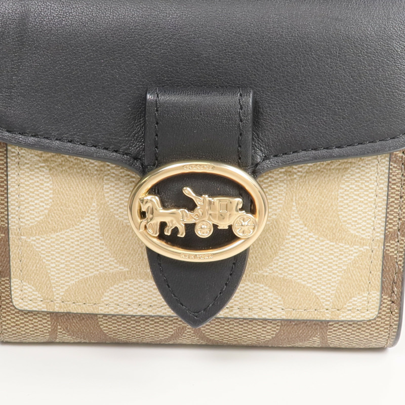 COACH 塗層帆布Georgie Small Wallet金扣錢包-10