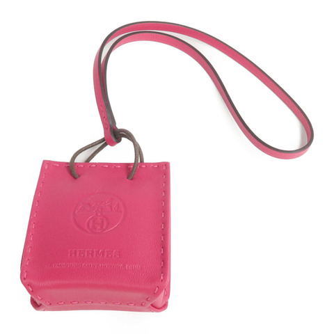 HERMES Milo皮革/Swift皮革Sac Bag Charm掛飾Rose Extreme