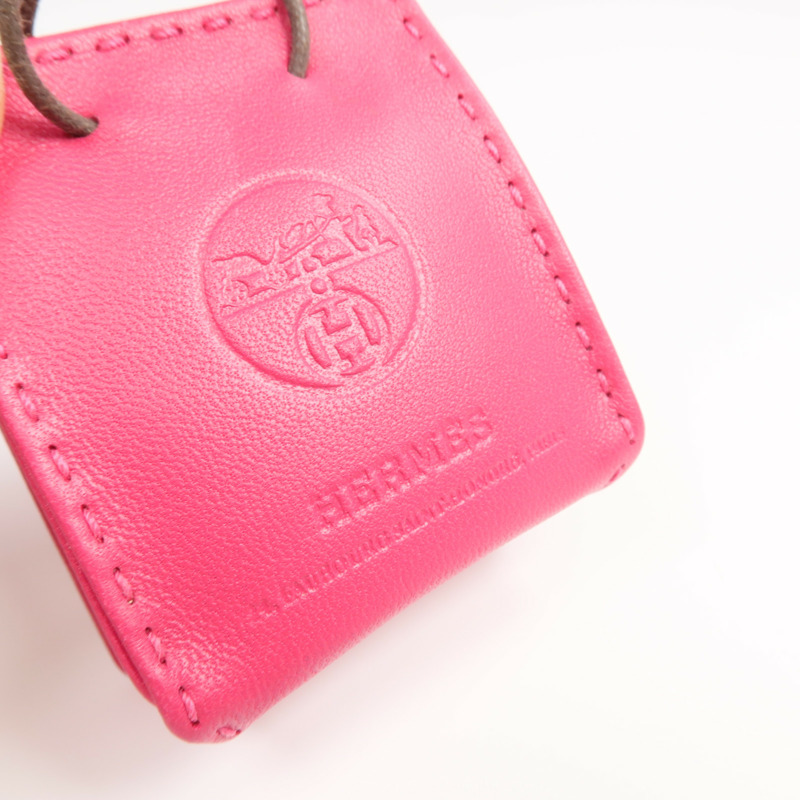 HERMES Milo皮革/Swift皮革Sac Bag Charm掛飾Rose Extreme-5