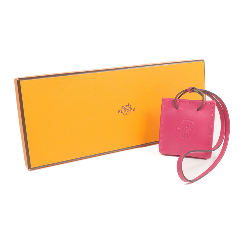 HERMES Milo皮革/Swift皮革Sac Bag Charm掛飾Rose Extreme-9
