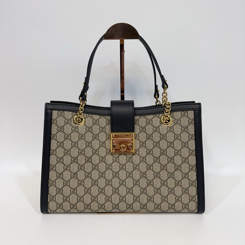 Gucci原花拼黑邊padlock gg 中型肩背包-1