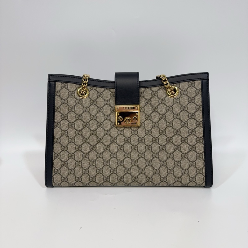Gucci原花拼黑邊padlock gg 中型肩背包-2
